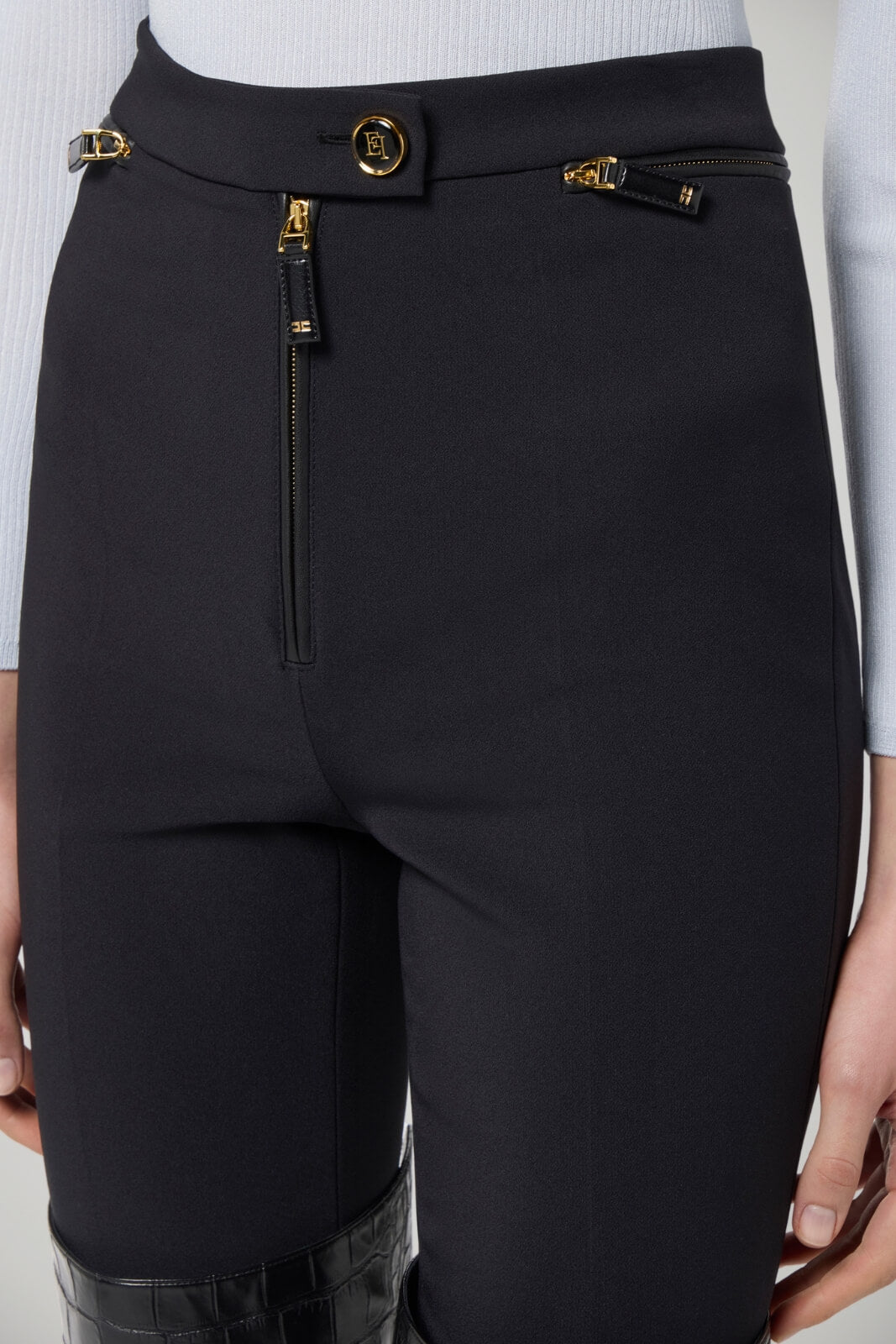 Pantaloni da donna Elisabetta Franchi in crepe con dettaglio zip dettaglio