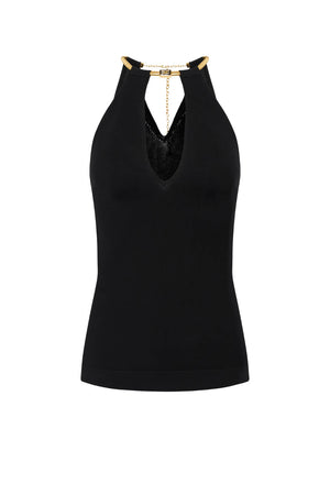 Top da donna Elisabetta Franchi con collana snake fronte color nero