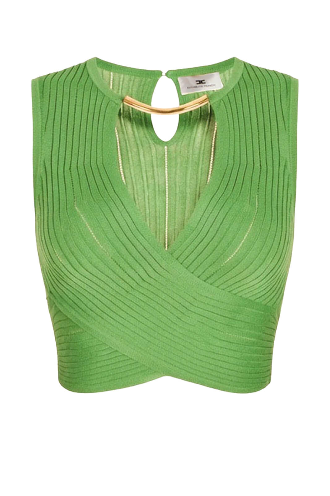 Top donna Elisabetta Franchi smanicato con scollo a V con vestibilità slim e aderente in viscosa e poliammide