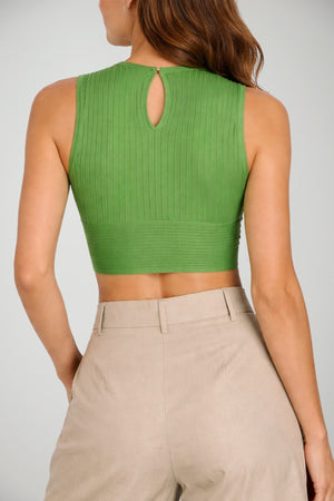Top donna Elisabetta Franchi smanicato con scollo a V con vestibilità slim e aderente in viscosa e poliammide