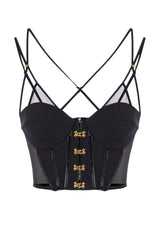 Top da donna Elisabetta Franchi in neoprene con spalline e corsetto fronte