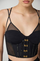 Top da donna Elisabetta Franchi in neoprene con spalline e corsetto dettaglio