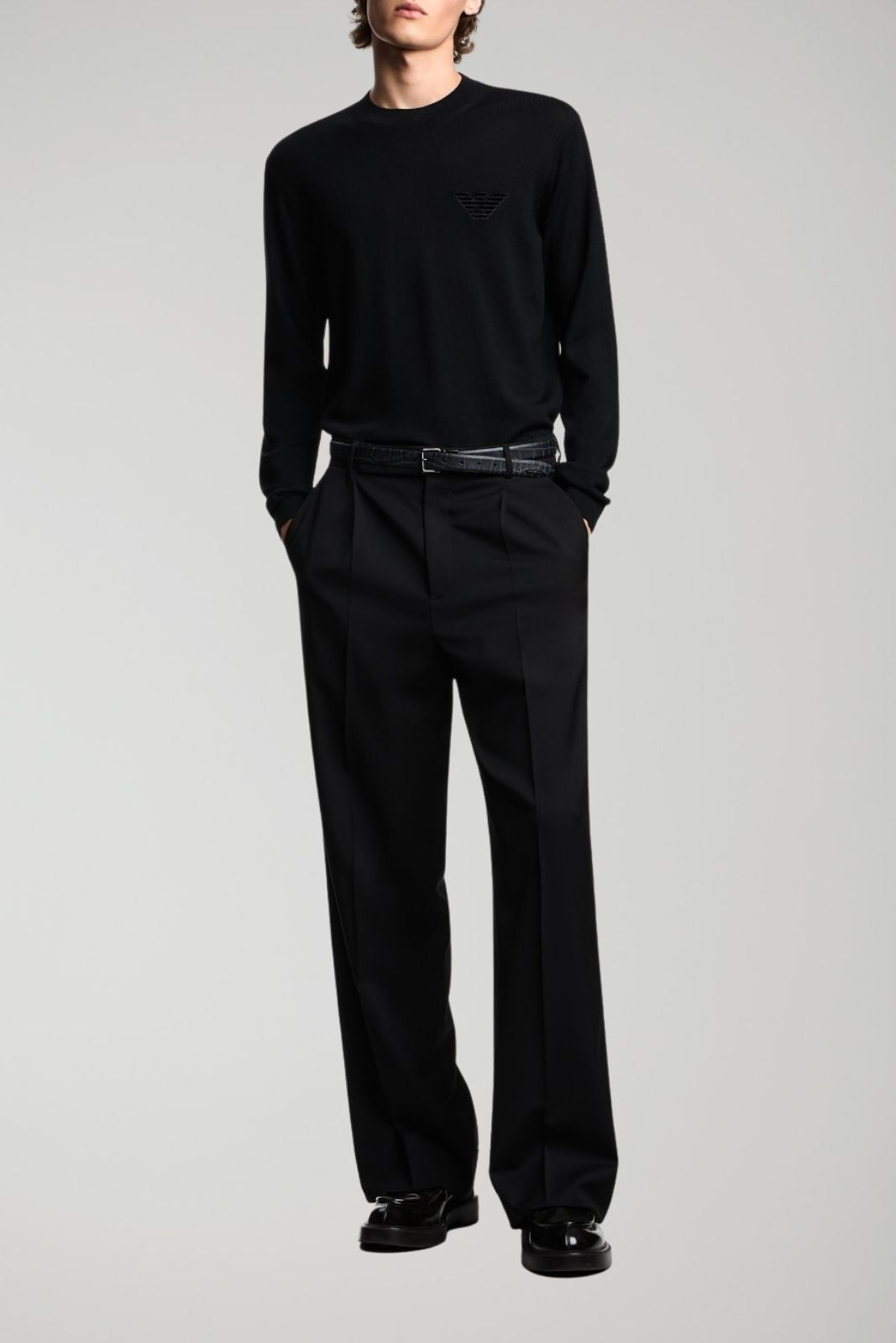 Emporio Armani felpa uomo logo flock all over