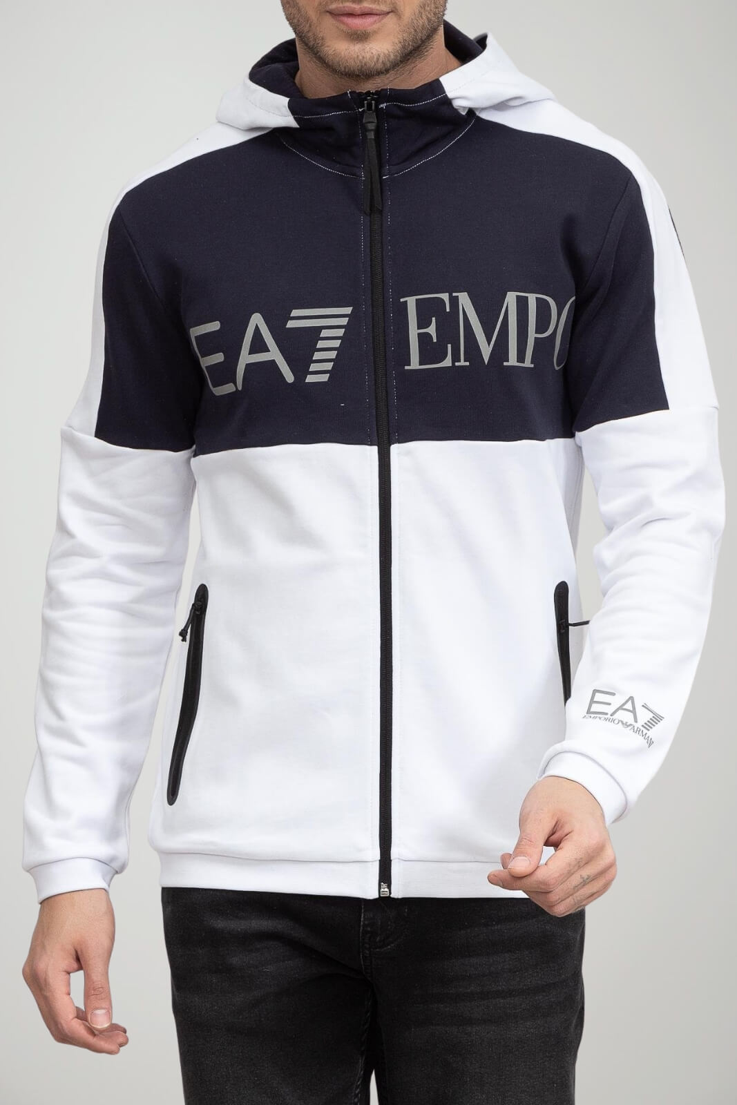 Emporio Armani Felpa Uomo colorblock con cappuccio