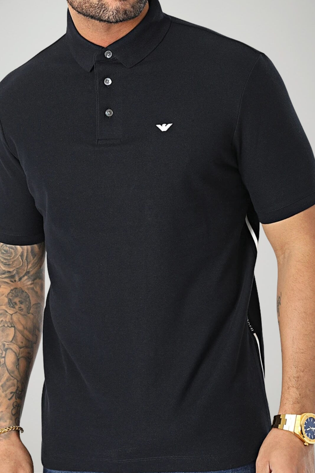 Emporio Armani Polo Uomo con bande laterali in jacquard