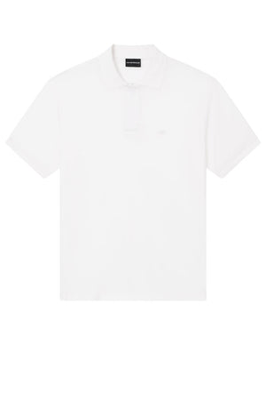 Polo uomo Emporio Armani maniche corte in lyocell e cotone in tinta unita bianca