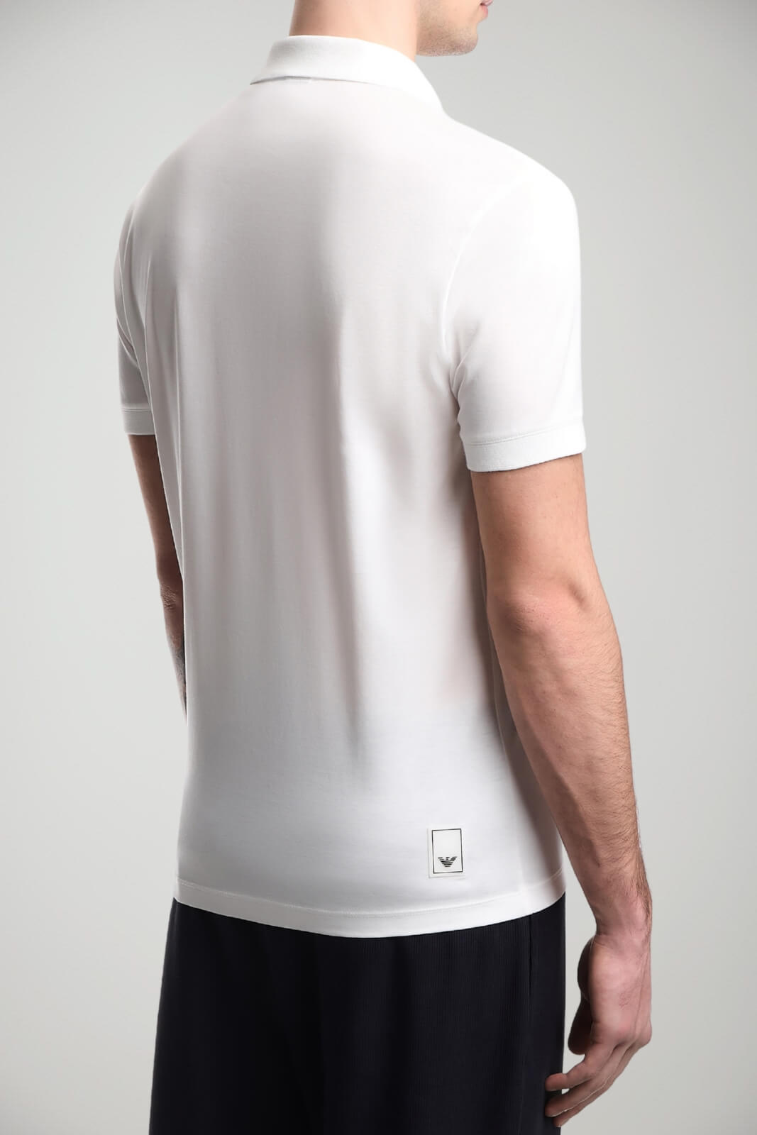 Polo uomo Emporio Armani maniche corte in lyocell e cotone in tinta unita bianca
