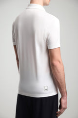 Polo uomo Emporio Armani maniche corte in lyocell e cotone in tinta unita bianca