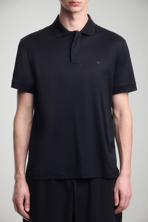 T-shirt uomo Emporio Armani maniche corte in lyocell e cotone in tinta unita blu navy
