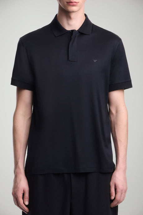 T-shirt uomo Emporio Armani maniche corte in lyocell e cotone in tinta unita blu navy