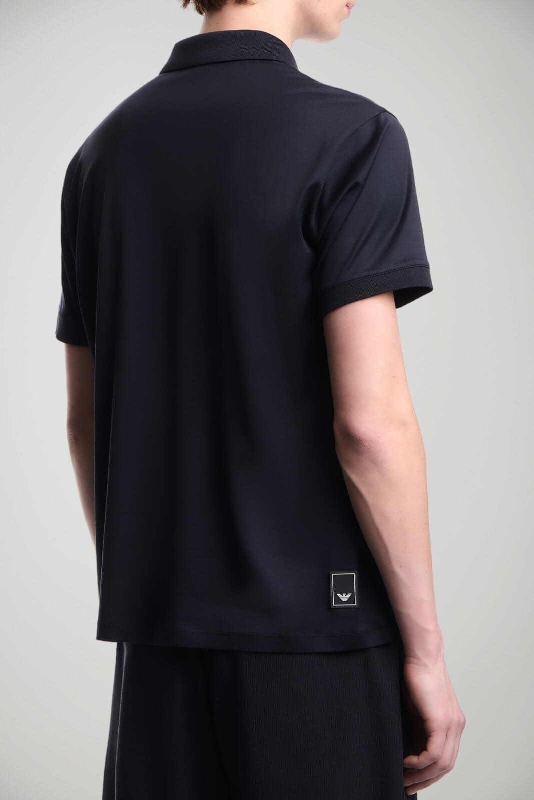 T-shirt uomo Emporio Armani maniche corte in lyocell e cotone in tinta unita blu navy