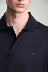 T-shirt uomo Emporio Armani maniche corte in lyocell e cotone in tinta unita blu navy