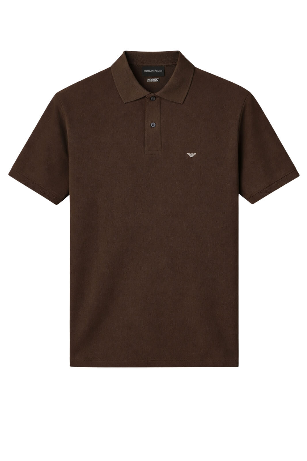 Polo uomo Emporio Armani in cotone con collo classico slim fit in tinta unita color fango
