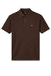 Polo uomo Emporio Armani in cotone con collo classico slim fit in tinta unita color fango