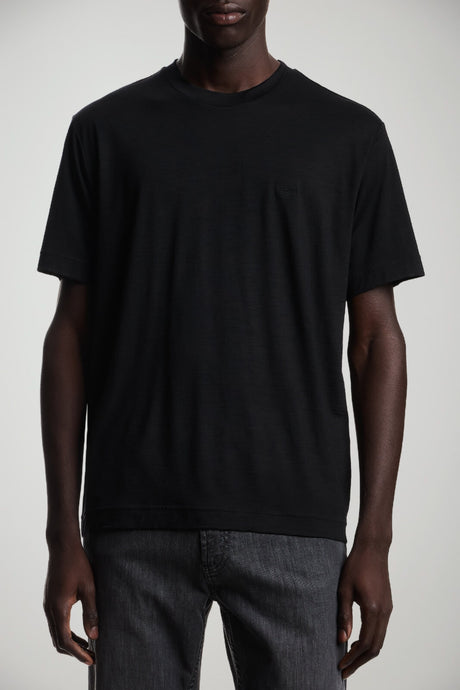 T-shirt uomo Emporio Armani in lana regular fit tinta unita nera