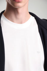 T-shirt uomo Emporio Armani regular fit in lyocell e cotone in tinta unita bianca