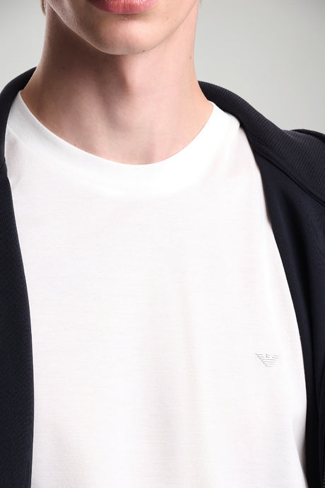 T-shirt uomo Emporio Armani regular fit in lyocell e cotone in tinta unita bianca