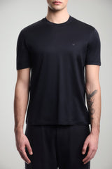 T-shirt uomo Emporio Armani maniche corte in lyocell e cotone tinta unita blu navy