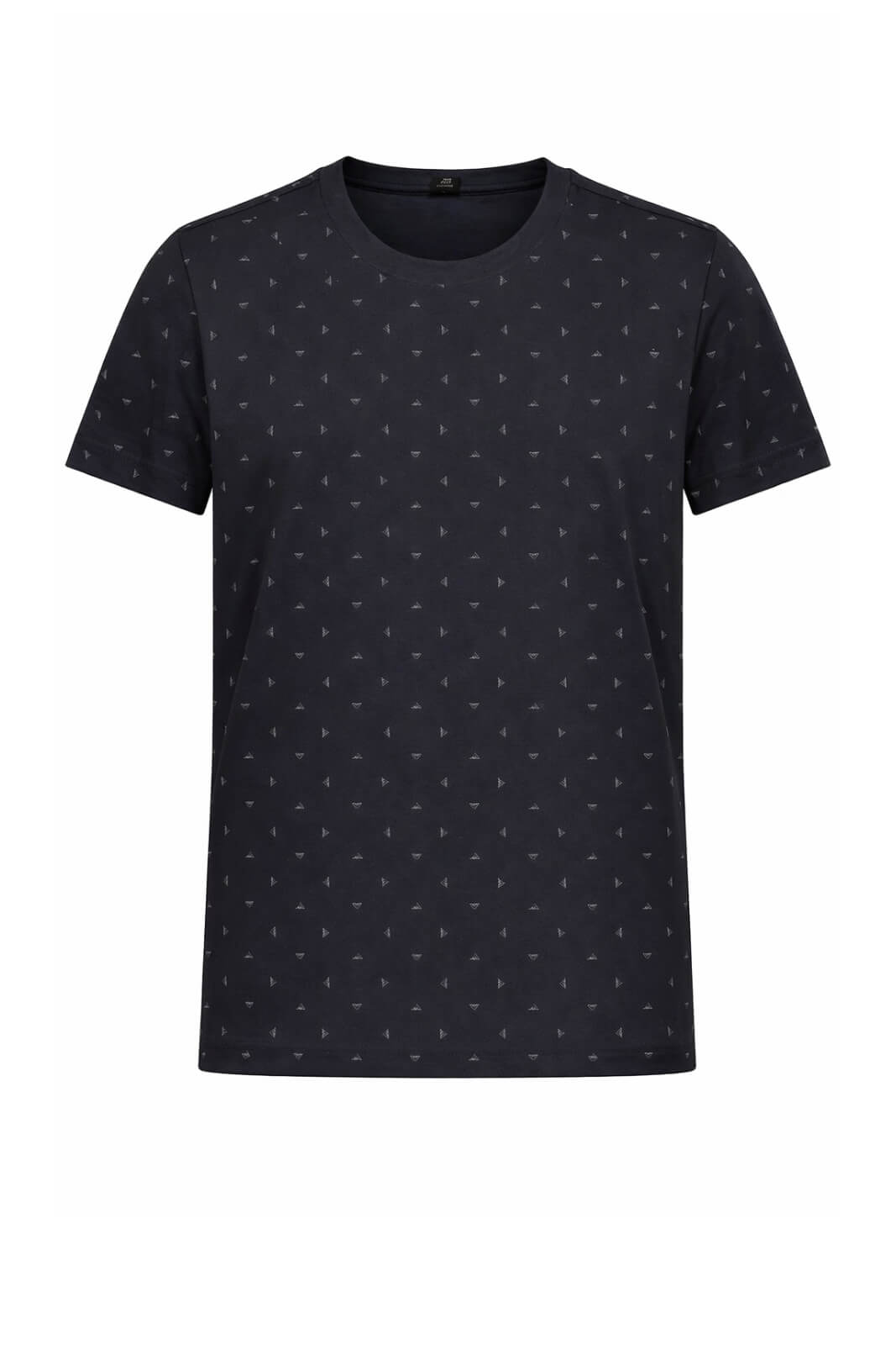 T-shirt uomo Emporio Armani blu navy con logo all over in jersey di misto cotone e lyocell