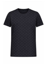 T-shirt uomo Emporio Armani blu navy con logo all over in jersey di misto cotone e lyocell