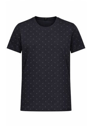 T-shirt uomo Emporio Armani blu navy con logo all over in jersey di misto cotone e lyocell
