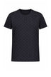 T-shirt uomo Emporio Armani blu navy con logo all over in jersey di misto cotone e lyocell