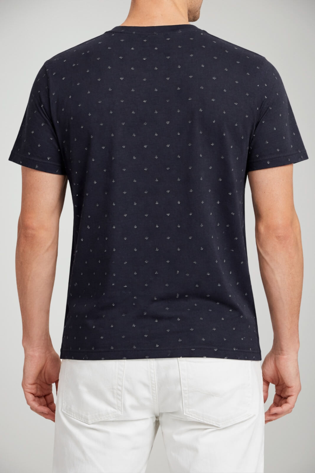 T-shirt uomo Emporio Armani blu navy con logo all over in jersey di misto cotone e lyocell