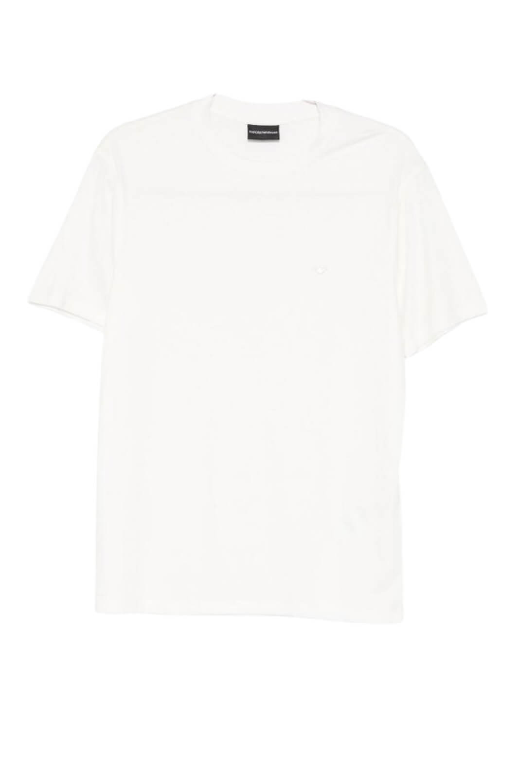 T-shirt uomo Emporio Armani in misto modal e seta in tinta unita bianca