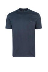 T-shirt uomo Emporio Armani in misto modal e seta in tinta unita blu navy