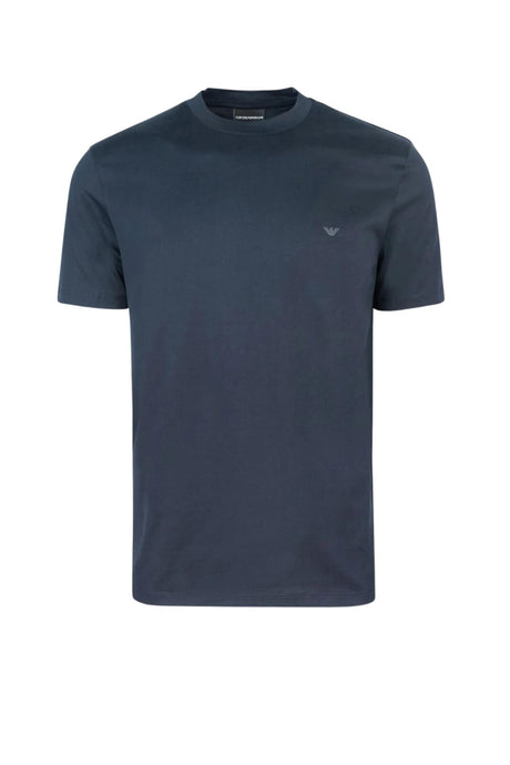 T-shirt uomo Emporio Armani in misto modal e seta in tinta unita blu navy