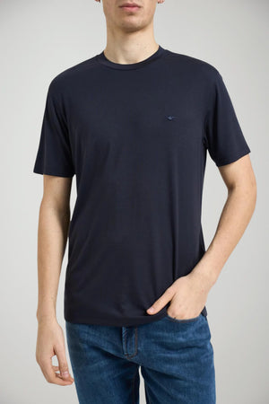 T-shirt uomo Emporio Armani in misto modal e seta in tinta unita blu navy