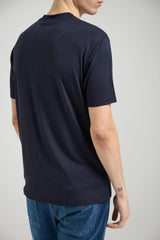 T-shirt uomo Emporio Armani in misto modal e seta in tinta unita blu navy