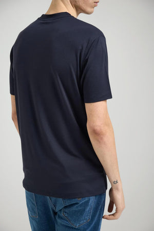 T-shirt uomo Emporio Armani in misto modal e seta in tinta unita blu navy