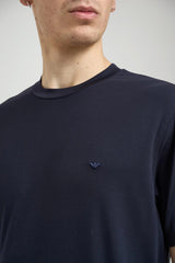 T-shirt uomo Emporio Armani in misto modal e seta in tinta unita blu navy