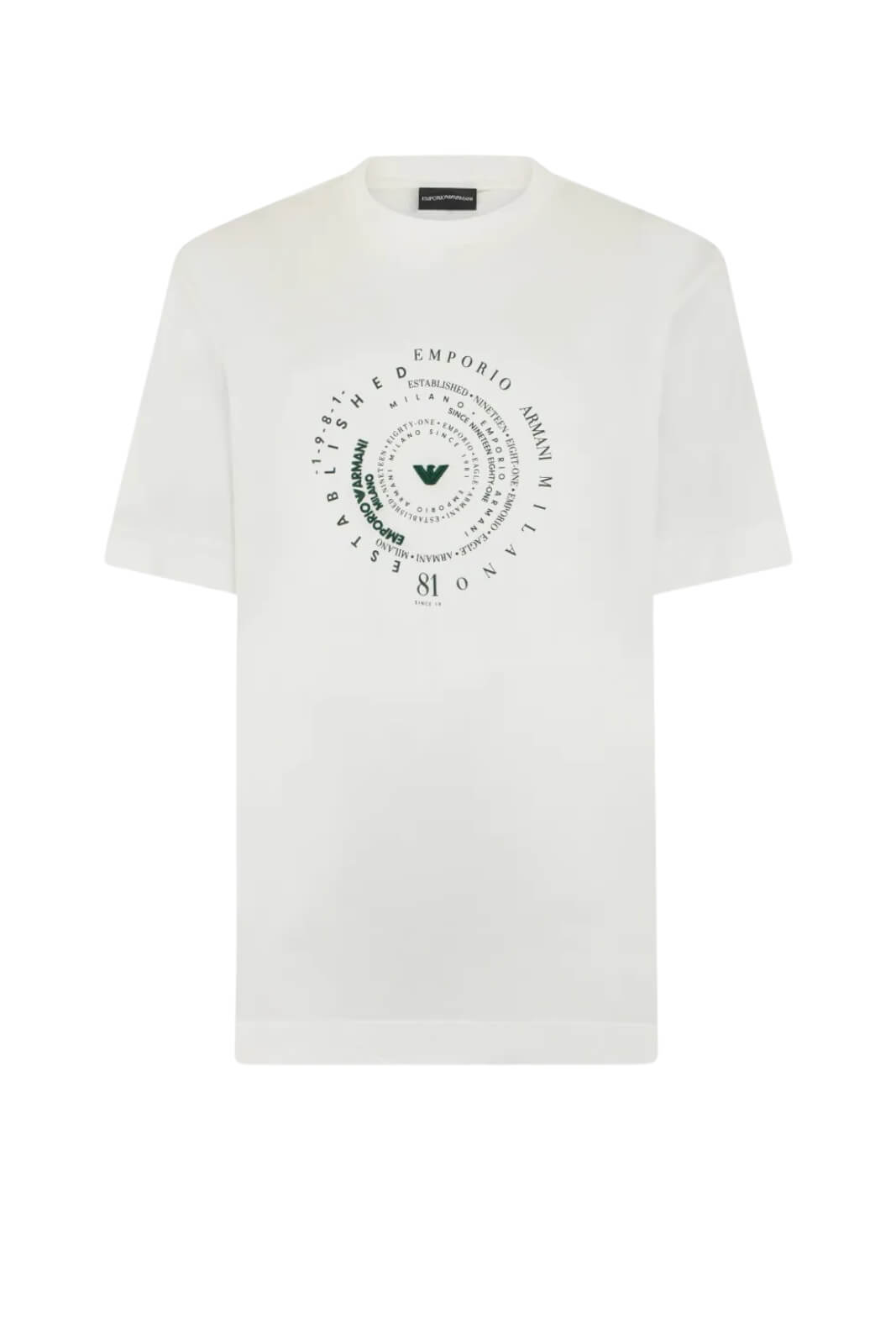 T-shirt uomo Emporio Armani in lyocell con stampa centrale in tinta unita bianca