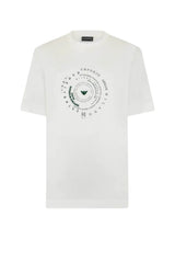 T-shirt uomo Emporio Armani in lyocell con stampa centrale in tinta unita bianca