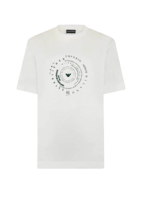 T-shirt uomo Emporio Armani in lyocell con stampa centrale in tinta unita bianca