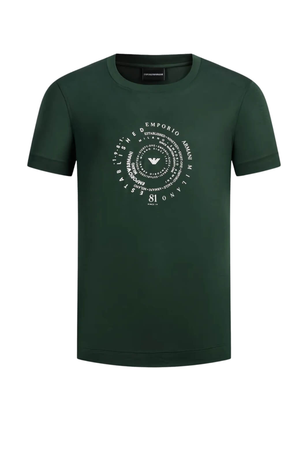 T-shirt uomo Emporio Armani in lyocell con stampa centrale in tinta unita verde