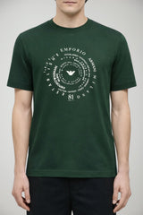 T-shirt uomo Emporio Armani in lyocell con stampa centrale in tinta unita verde