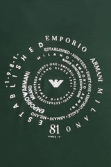 T-shirt uomo Emporio Armani in lyocell con stampa centrale in tinta unita verde