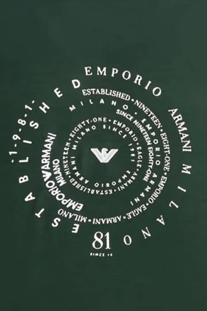 T-shirt uomo Emporio Armani in lyocell con stampa centrale in tinta unita verde
