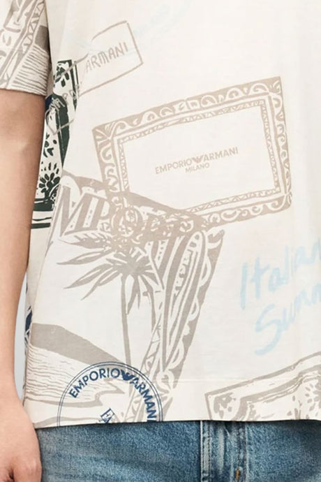T-shirt uomo Emporio Armani in jersey di misto lyocell e cotone con stampe 