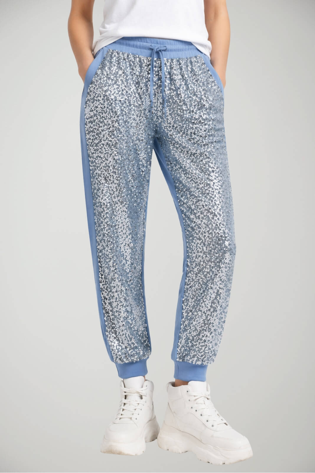Pantaloni da donna Emporio Armani jogger con paillettes