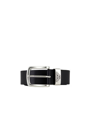 Emporio Armani Cintura Uomo Fibbia Nero Fronte