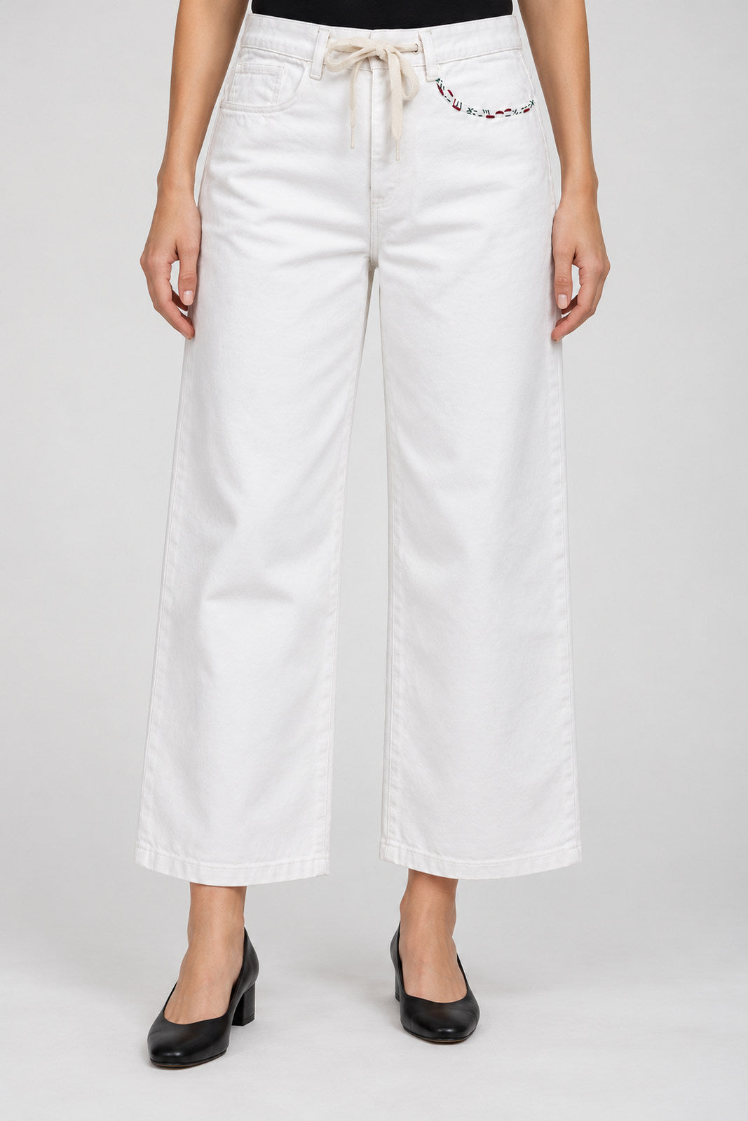 Front Street Pantaloni Donna Cinque Tasche Baggy Embroidere