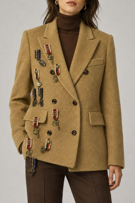 Front Street Cappotto Donna doppiopetto con spille rimovibili