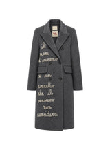 Front Street Cappotto Donna lungo con perline e strass