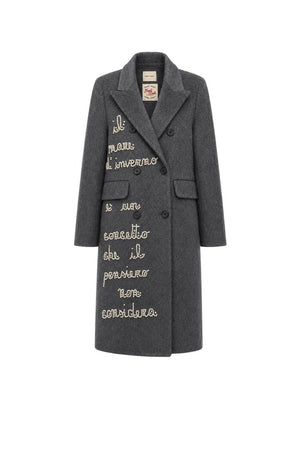 Front Street Cappotto Donna lungo con perline e strass