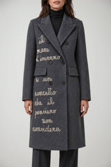 Front Street Cappotto Donna lungo con perline e strass