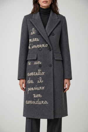 Front Street Cappotto Donna lungo con perline e strass